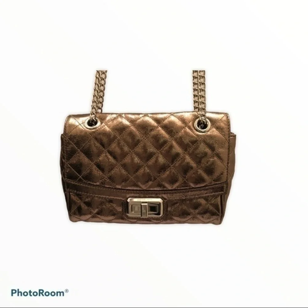 Michael kors metallic bronze quilted bag